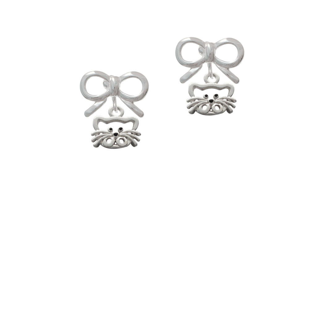 Open Cat Face Crystal Clip On Earrings Image 9