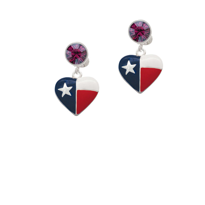 Texas Lone Star Heart Crystal Clip On Earrings Image 8