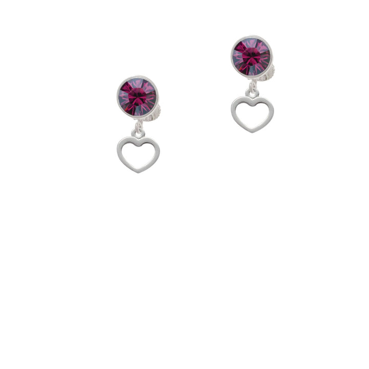 Mini Outline Heart Crystal Clip On Earrings Image 8