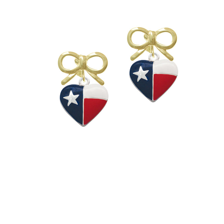 Texas Lone Star Heart Crystal Clip On Earrings Image 10