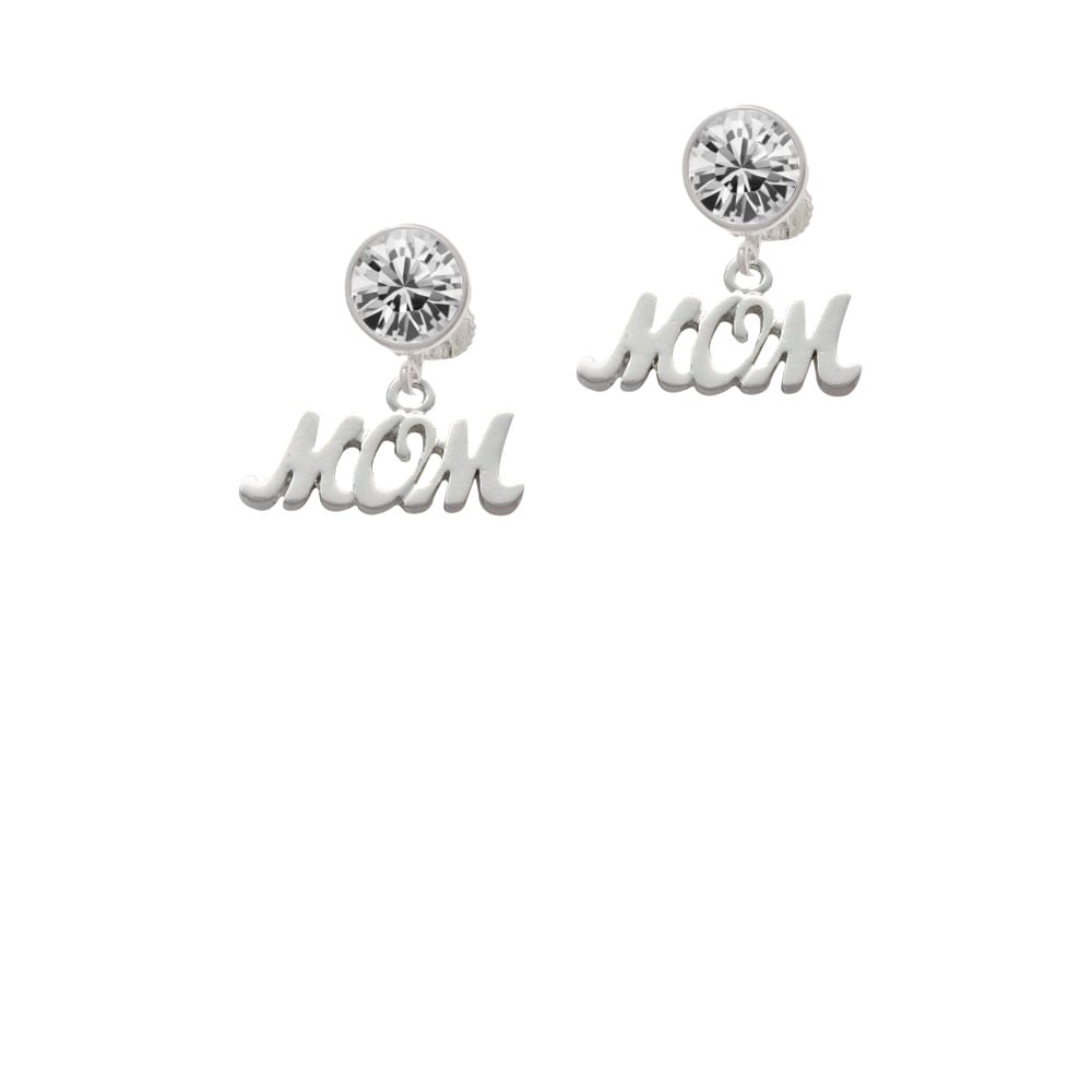 Mom Crystal Clip On Earrings Image 1