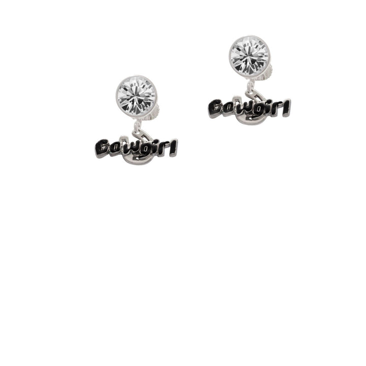 Black Cowgirl Crystal Clip On Earrings Image 2