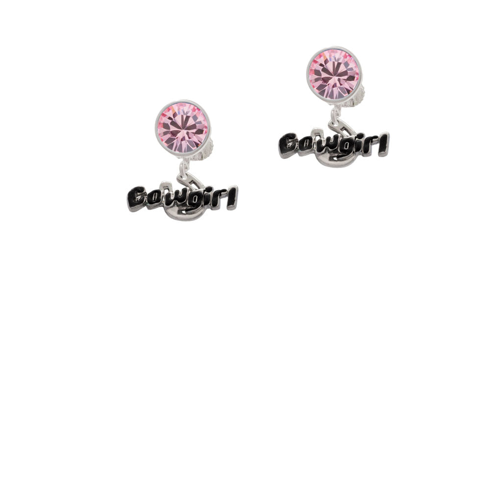 Black Cowgirl Crystal Clip On Earrings Image 4