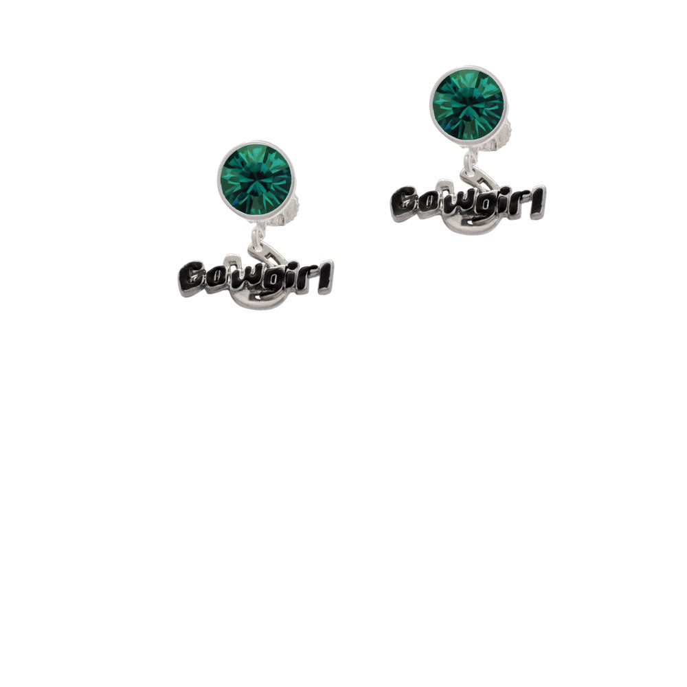 Black Cowgirl Crystal Clip On Earrings Image 6