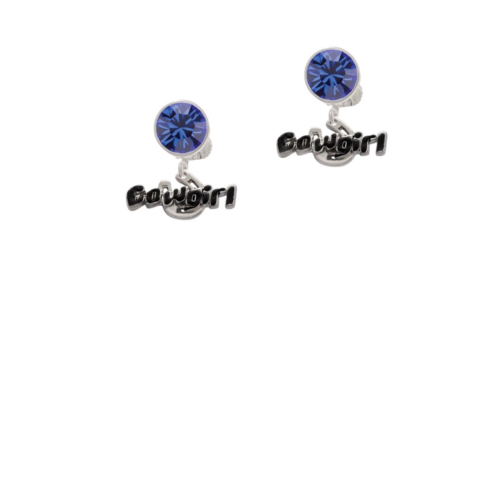 Black Cowgirl Crystal Clip On Earrings Image 7