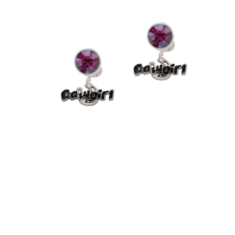 Black Cowgirl Crystal Clip On Earrings Image 8