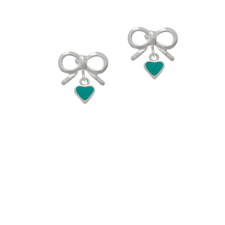 Mini Two Sided Teal Heart Crystal Clip On Earrings Image 9