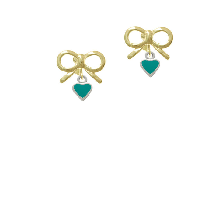 Mini Two Sided Teal Heart Crystal Clip On Earrings Image 10