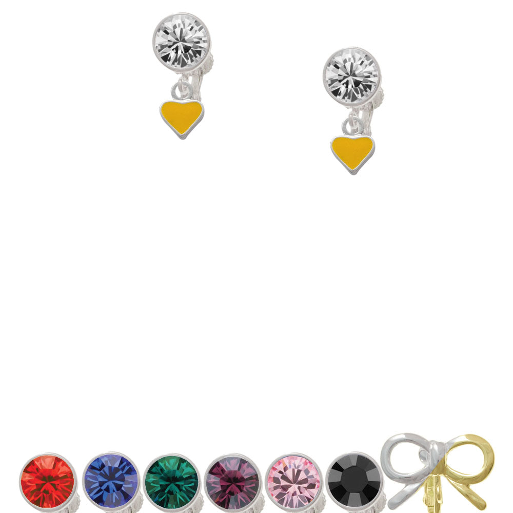 Mini Two Sided Yellow Heart Crystal Clip On Earrings Image 1