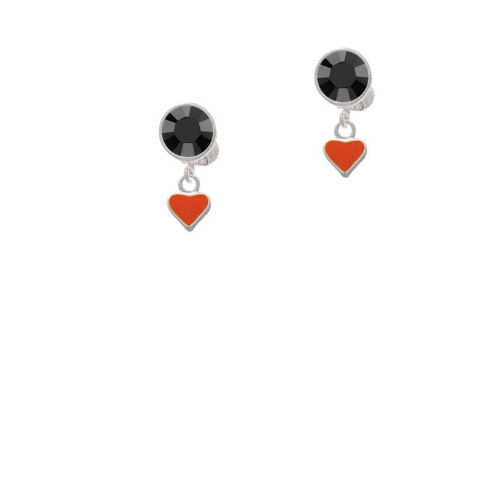 Mini Two Sided Orange Heart Crystal Clip On Earrings Image 3