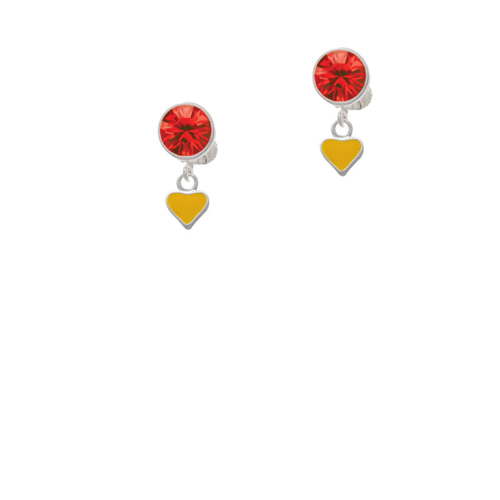 Mini Two Sided Yellow Heart Crystal Clip On Earrings Image 4