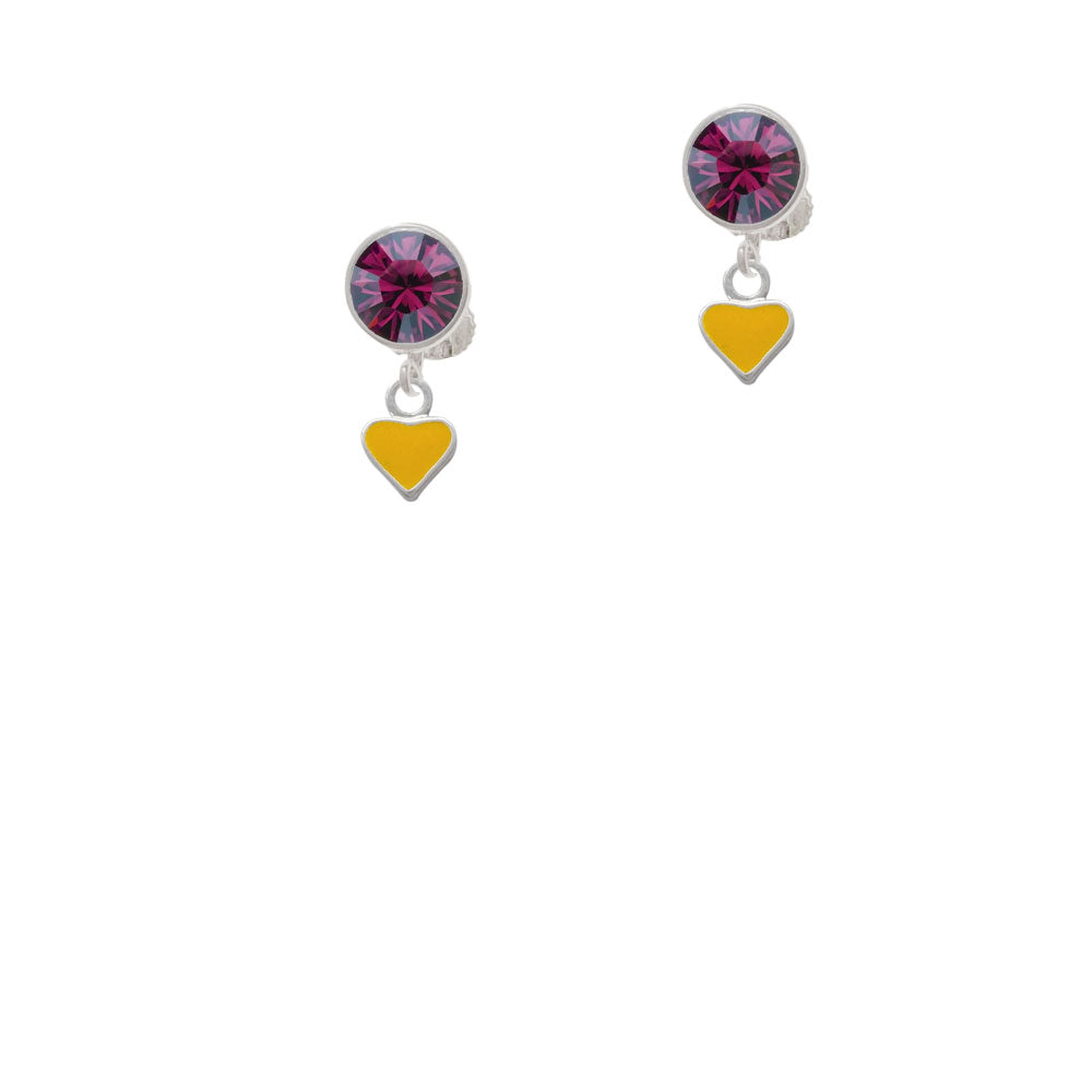 Mini Two Sided Yellow Heart Crystal Clip On Earrings Image 8