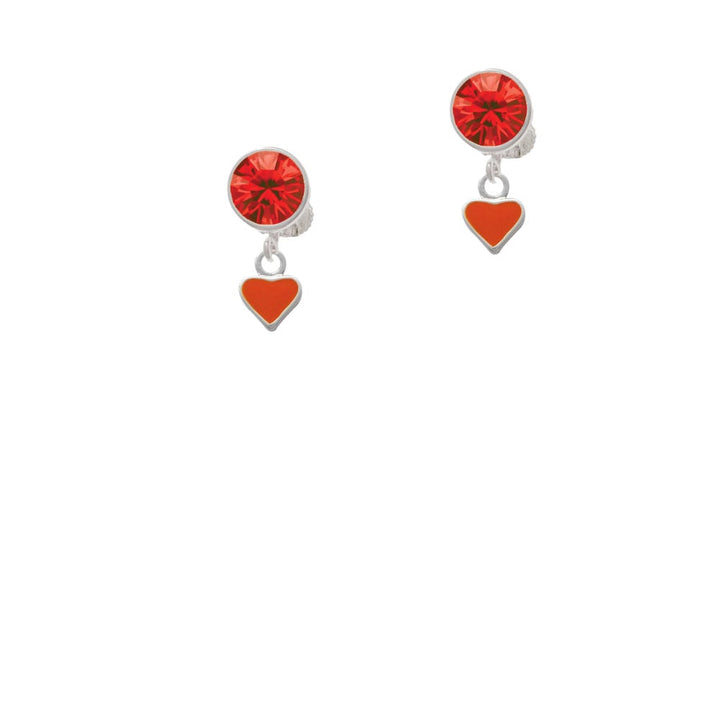 Mini Two Sided Orange Heart Crystal Clip On Earrings Image 4