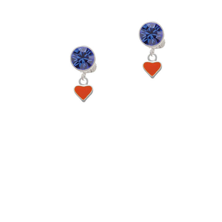 Mini Two Sided Orange Heart Crystal Clip On Earrings Image 7