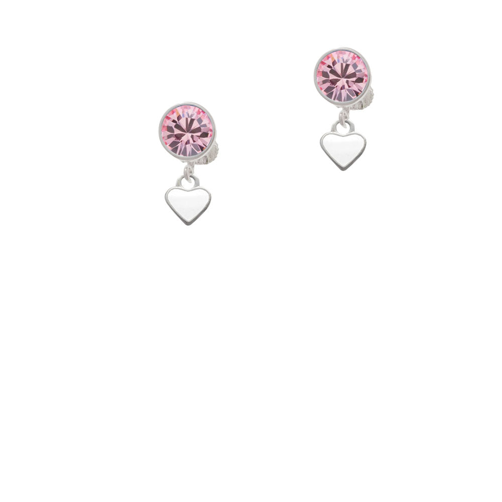 Mini Two Sided White Heart Crystal Clip On Earrings Image 4