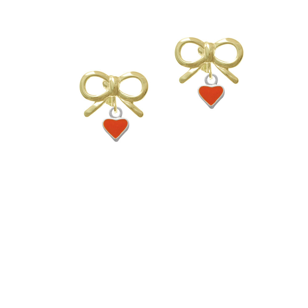 Mini Two Sided Orange Heart Crystal Clip On Earrings Image 10