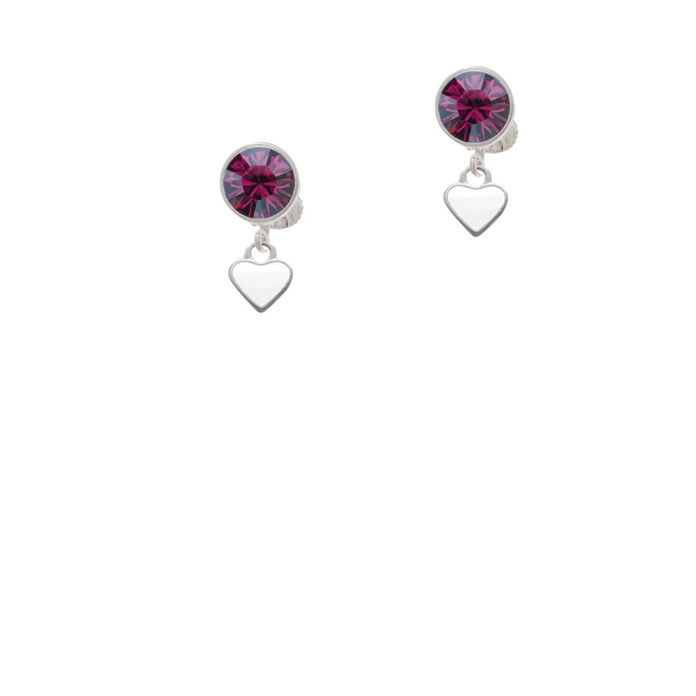 Mini Two Sided White Heart Crystal Clip On Earrings Image 8