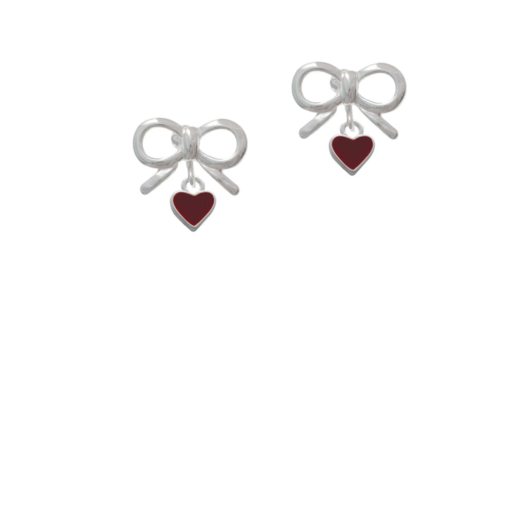 Mini Two Sided Maroon Heart Crystal Clip On Earrings Image 9