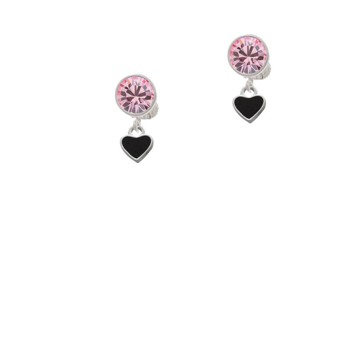 Mini Two Sided Black Heart Crystal Clip On Earrings Image 4