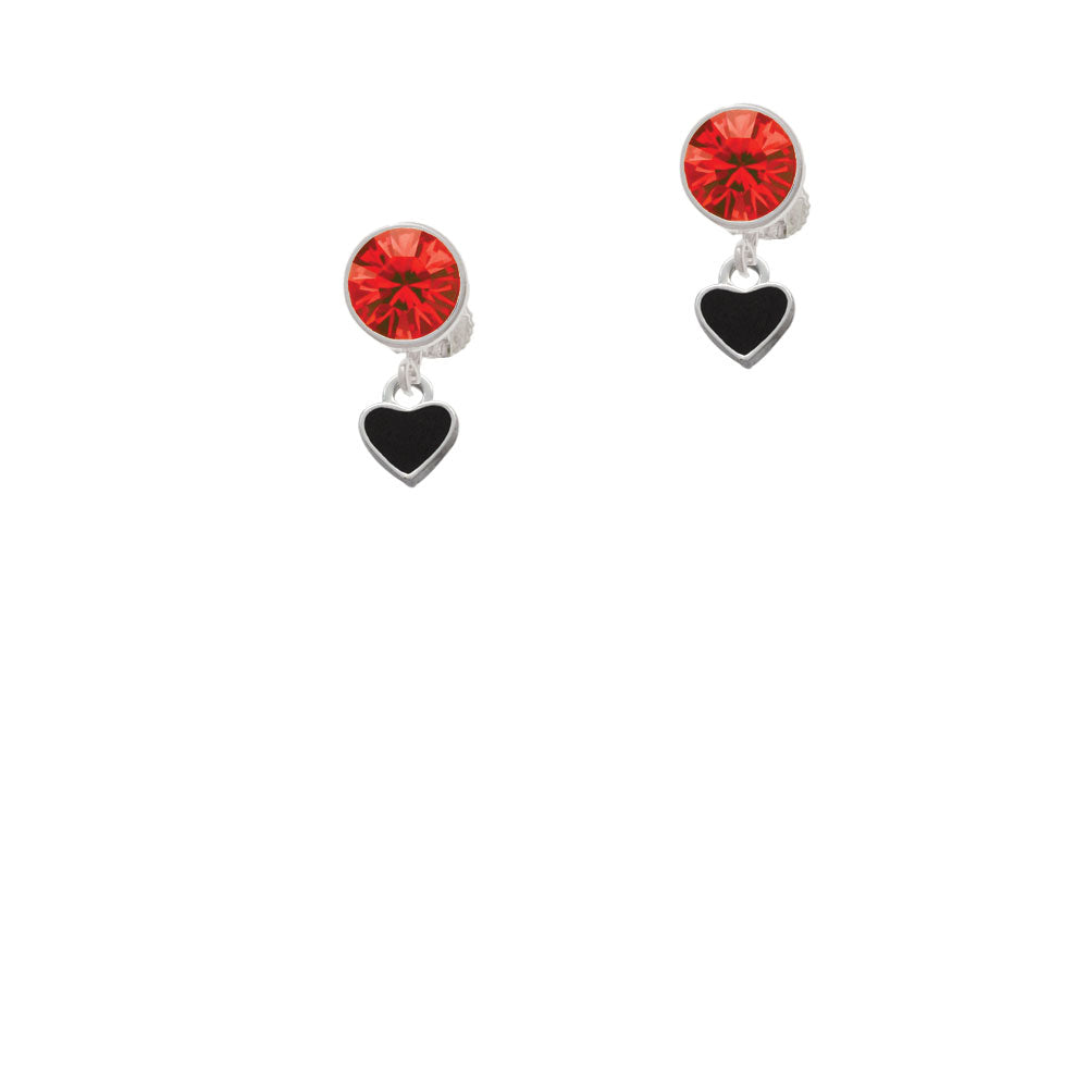 Mini Two Sided Black Heart Crystal Clip On Earrings Image 4