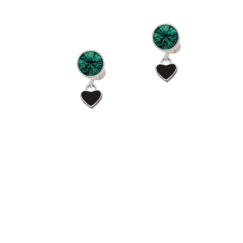 Mini Two Sided Black Heart Crystal Clip On Earrings Image 6