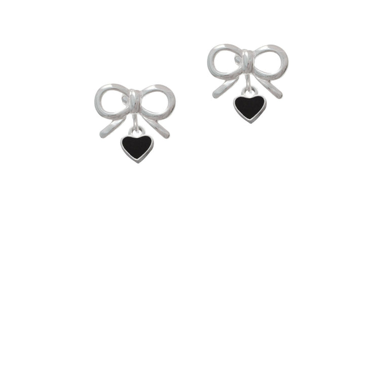 Mini Two Sided Black Heart Crystal Clip On Earrings Image 9