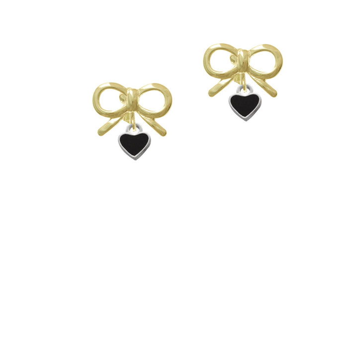 Mini Two Sided Black Heart Crystal Clip On Earrings Image 10