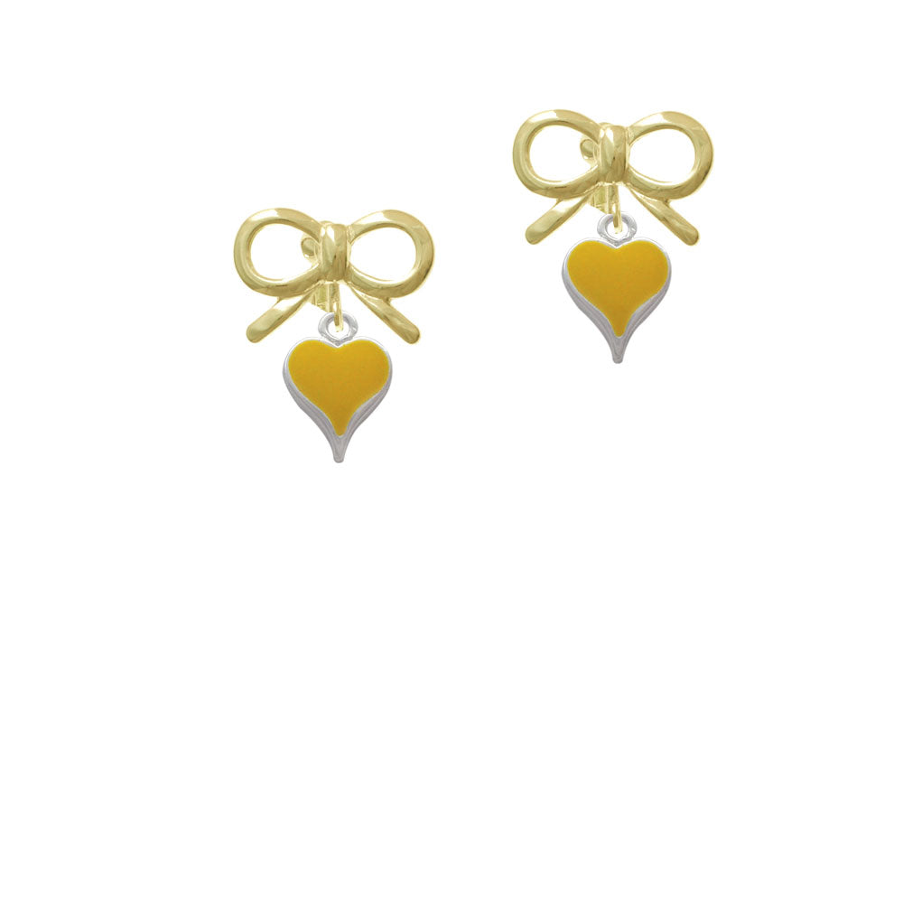 Small Long Yellow Heart Crystal Clip On Earrings Image 10