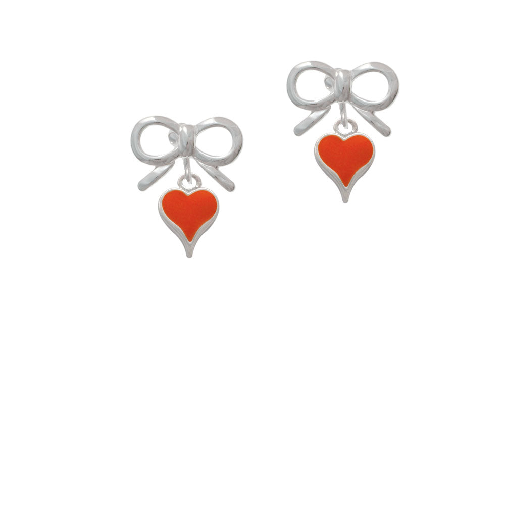 Small Long Orange Heart Crystal Clip On Earrings Image 9