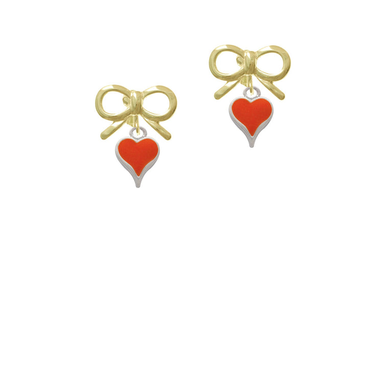 Small Long Orange Heart Crystal Clip On Earrings Image 10