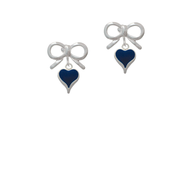 Small Long Blue Heart Crystal Clip On Earrings Image 9