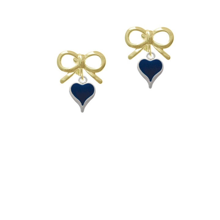 Small Long Blue Heart Crystal Clip On Earrings Image 10