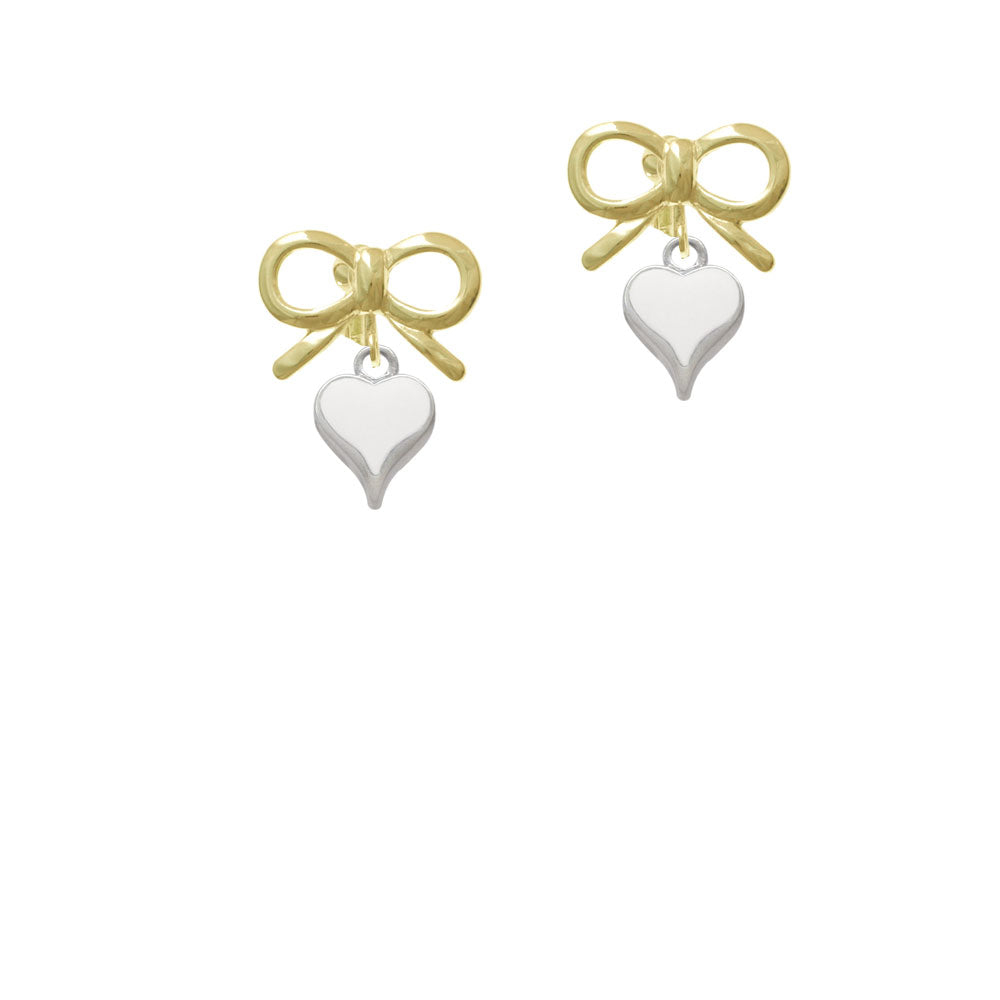 Small Long White Heart Crystal Clip On Earrings Image 10