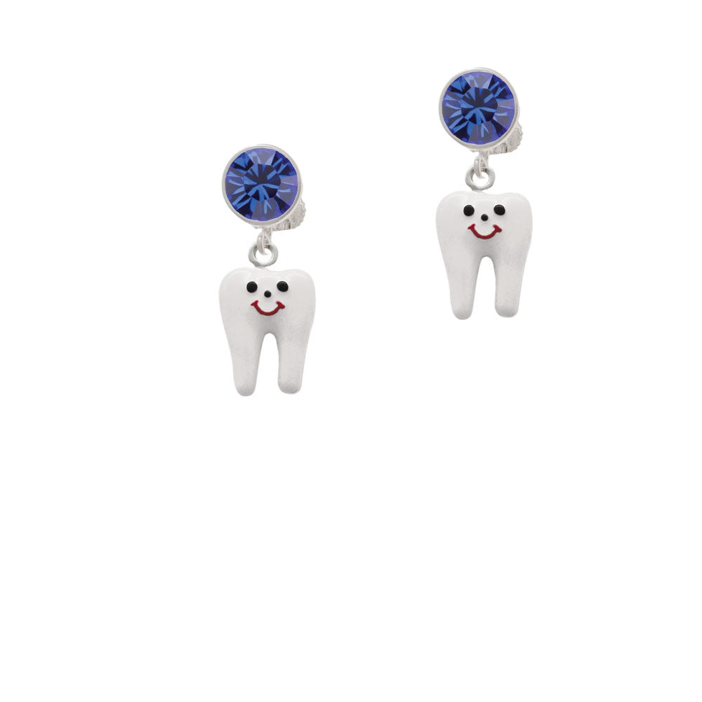 Enamel Tooth Crystal Clip On Earrings Image 7