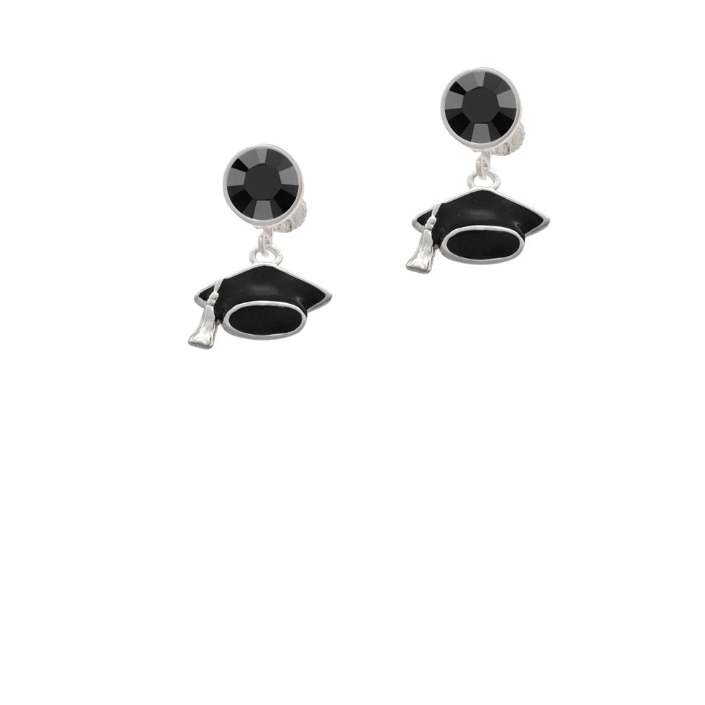 Graduation Cap Crystal Clip On Earrings Image 3