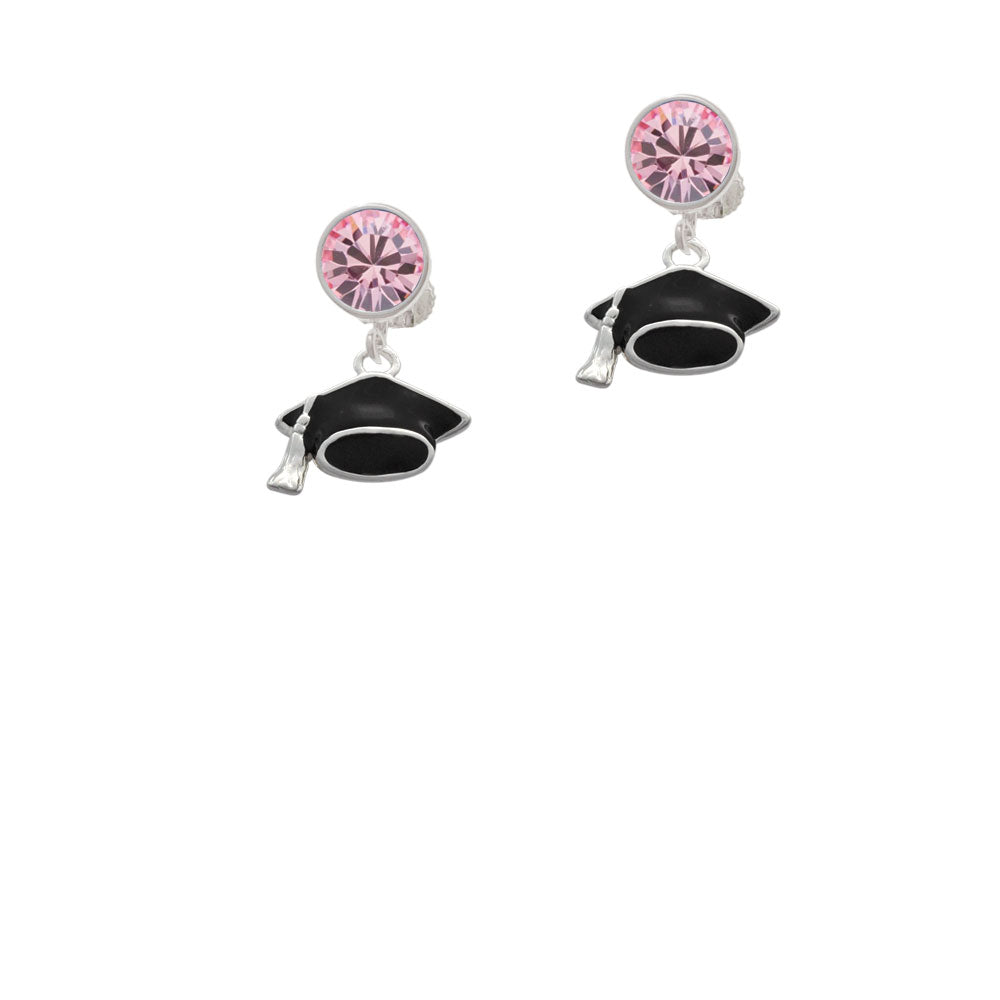 Graduation Cap Crystal Clip On Earrings Image 4