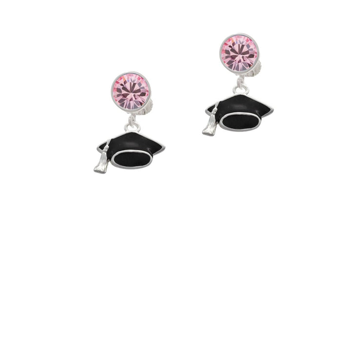 Graduation Cap Crystal Clip On Earrings Image 1