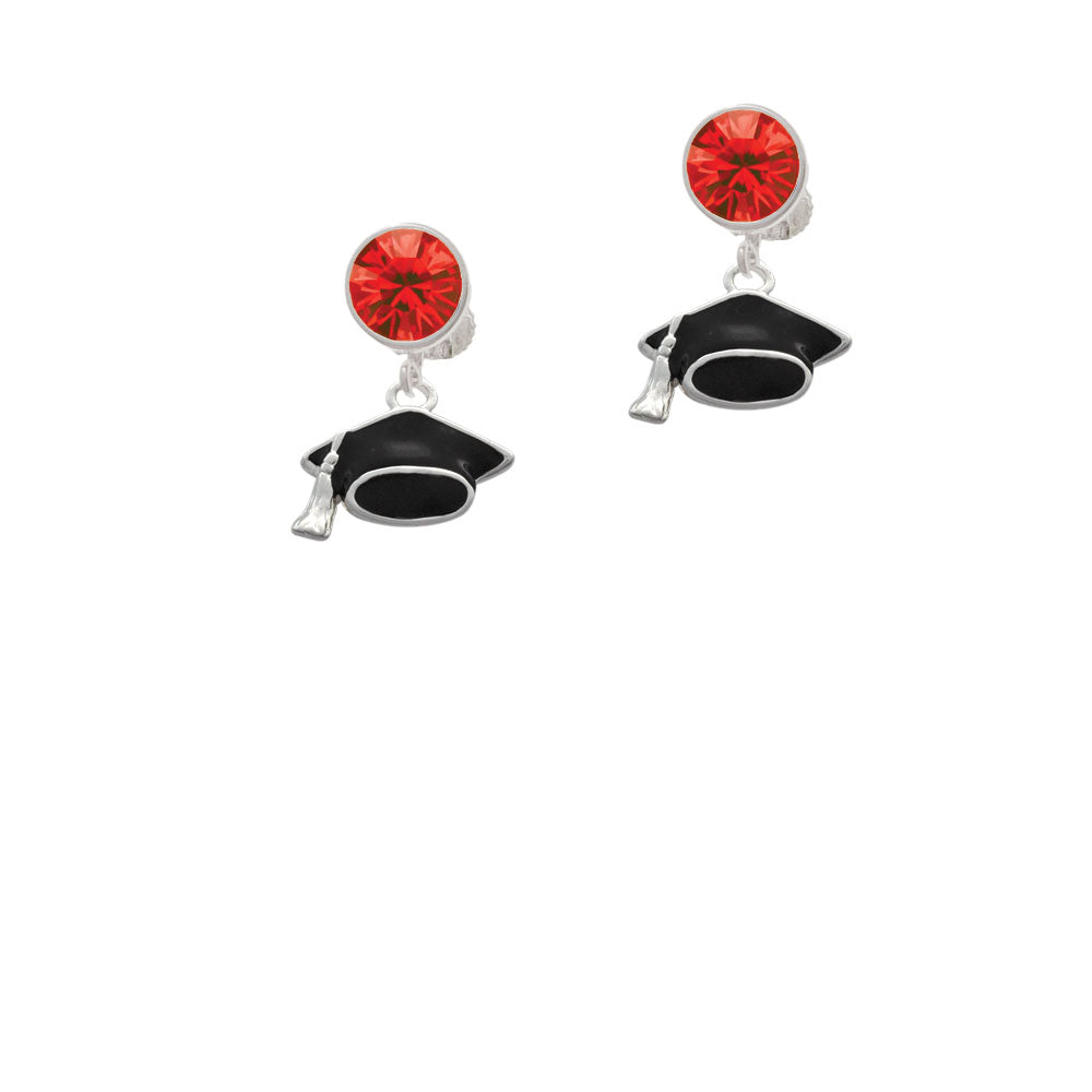 Graduation Cap Crystal Clip On Earrings Image 4