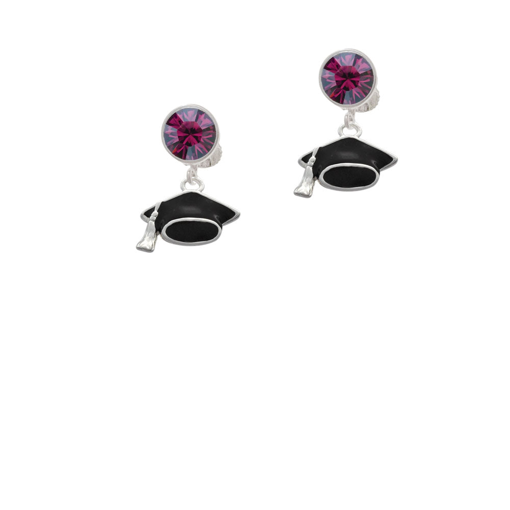 Graduation Cap Crystal Clip On Earrings Image 8