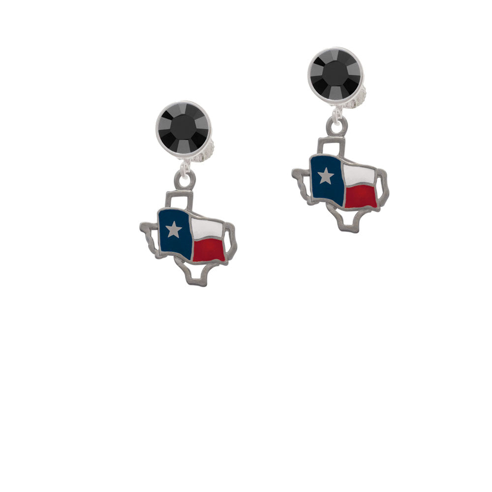 Texas Outline with Flag Crystal Clip On Earrings Image 3