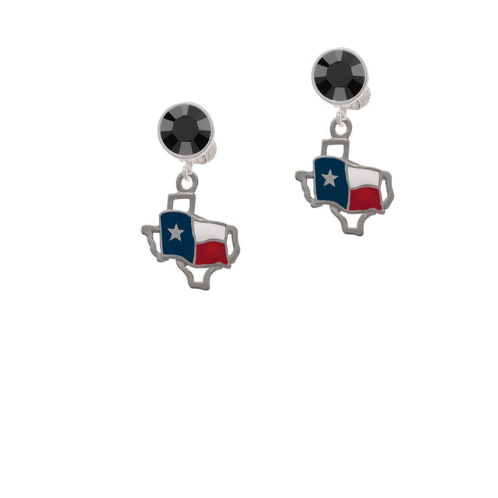 Texas Outline with Flag Crystal Clip On Earrings Image 1