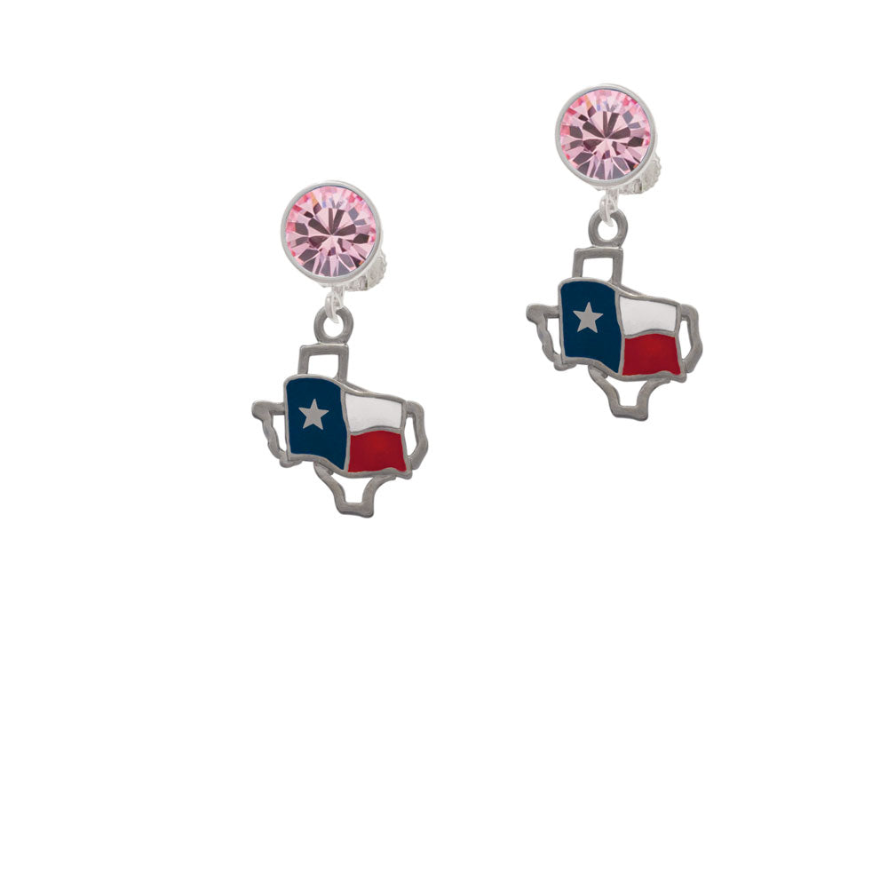 Texas Outline with Flag Crystal Clip On Earrings Image 4