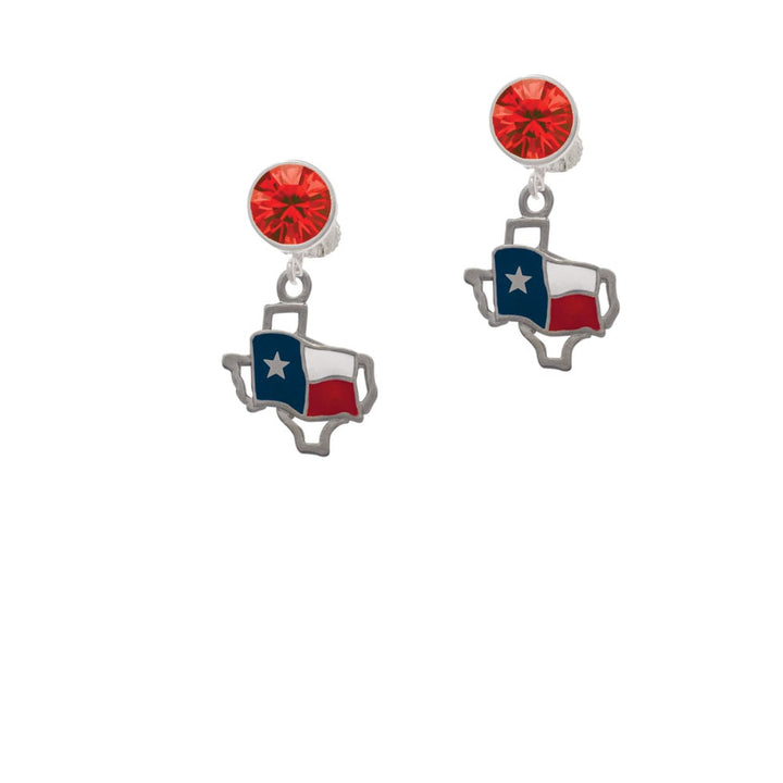 Texas Outline with Flag Crystal Clip On Earrings Image 4