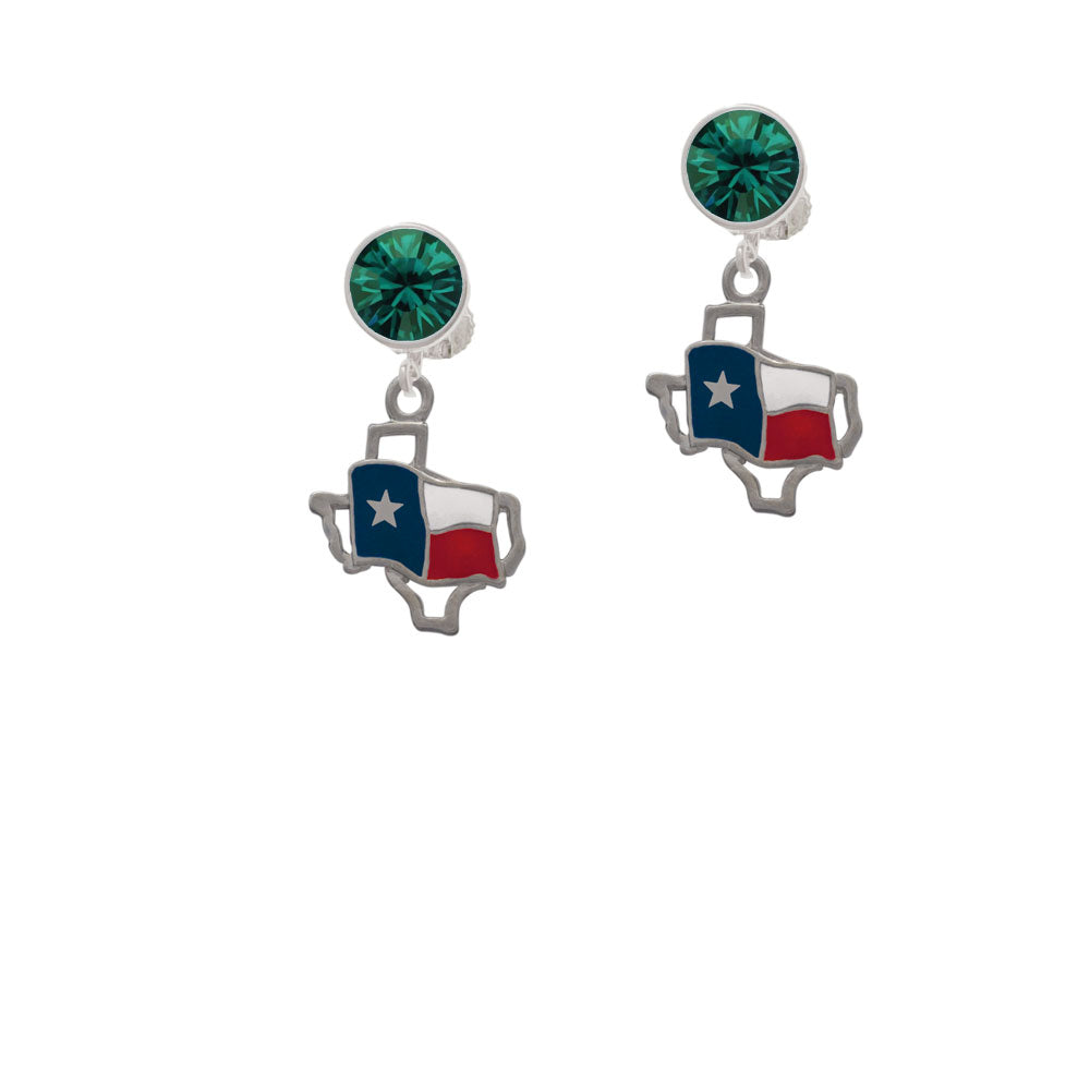 Texas Outline with Flag Crystal Clip On Earrings Image 6