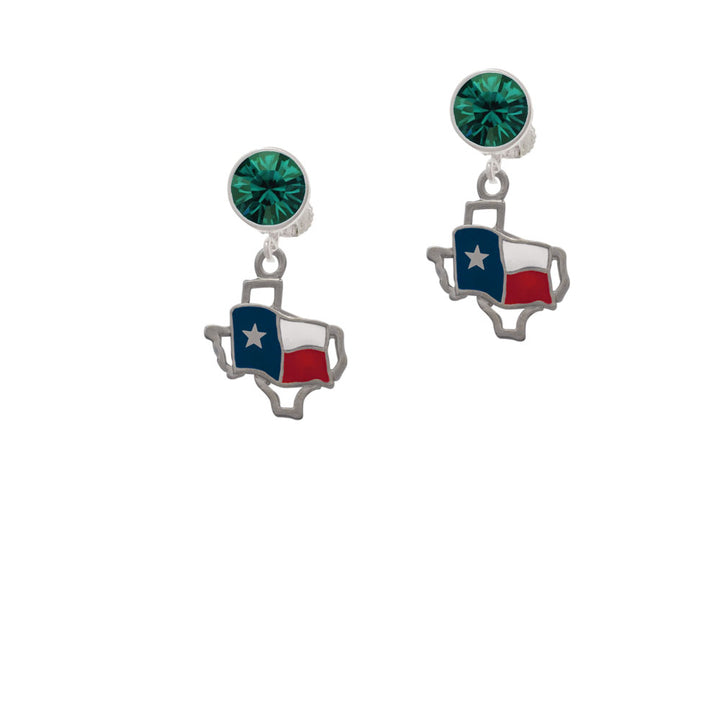 Texas Outline with Flag Crystal Clip On Earrings Image 6