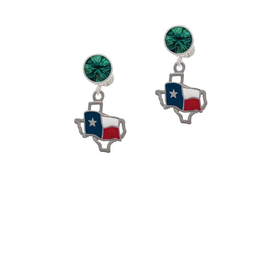 Texas Outline with Flag Crystal Clip On Earrings Image 1