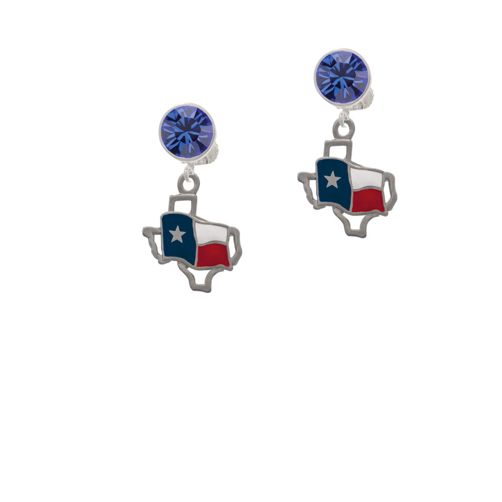 Texas Outline with Flag Crystal Clip On Earrings Image 7