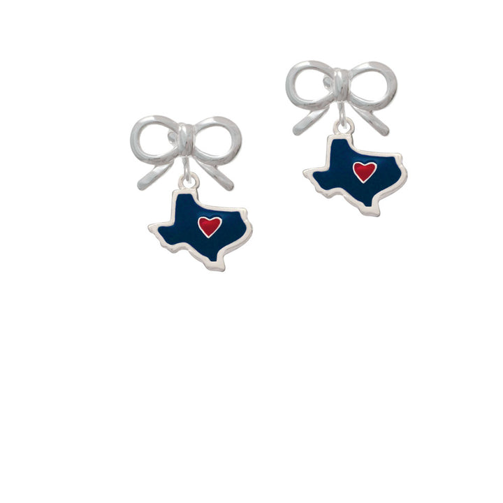 Blue Texas with Red Heart Crystal Clip On Earrings Image 9