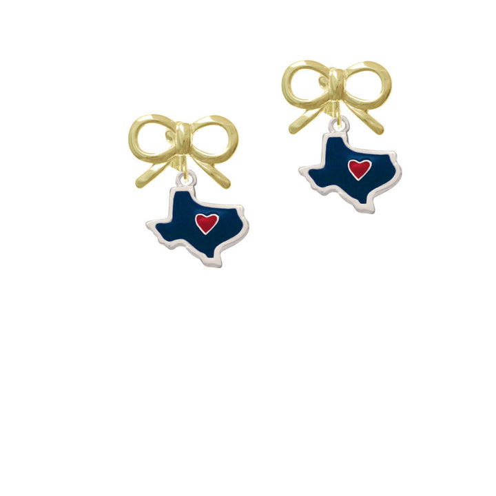 Blue Texas with Red Heart Crystal Clip On Earrings Image 10