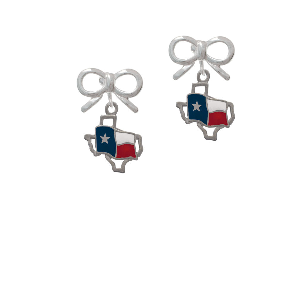 Texas Outline with Flag Crystal Clip On Earrings Image 9